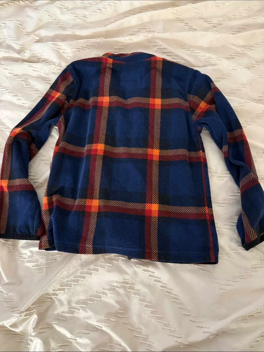 OshKosh B'gosh Navy Plaid Fleece Jacket with Red and Orange Accents